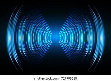 Sound waves oscillating dark blue light, Abstract technology background. Vector.
