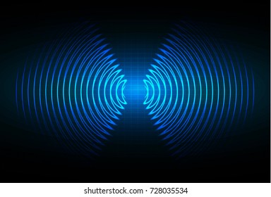 Sound waves oscillating dark blue light, Abstract technology background. Vector.