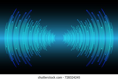 Sound waves oscillating dark blue light, Abstract technology background. Vector.