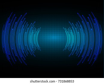 Sound waves oscillating dark blue light, Abstract technology background. Vector.