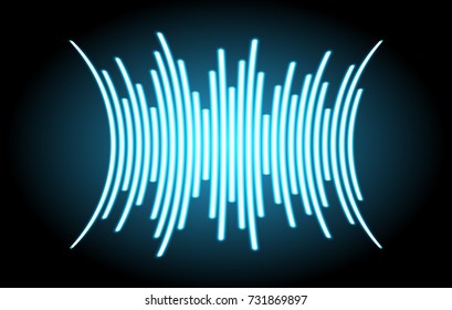 Sound waves oscillating dark blue light, Abstract technology background. Vector.