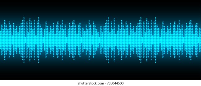 Sound waves oscillating dark blue light, Abstract technology background. Vector.