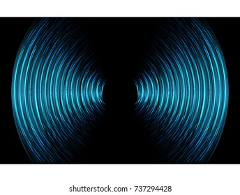 Sound waves oscillating dark blue light, Abstract technology background. Vector.