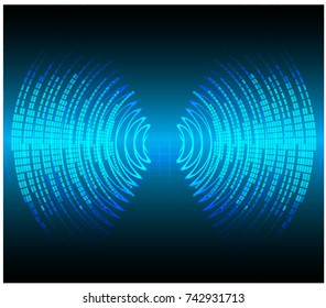 Sound waves oscillating dark blue light, Abstract technology background. Vector.