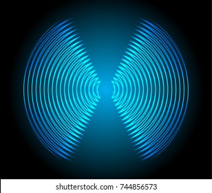 Sound waves oscillating dark blue light, Abstract technology background. Vector.
