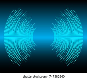 Sound waves oscillating dark blue light, Abstract technology background. Vector.