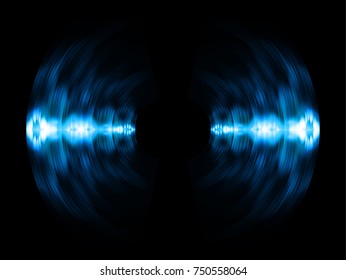 Sound waves oscillating dark blue light, Abstract technology background. Vector.