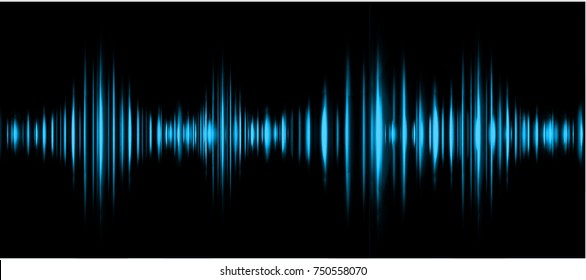 Sound waves oscillating dark blue light, Abstract technology background. Vector.