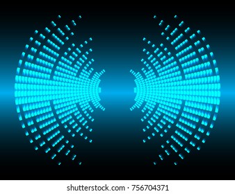 Sound waves oscillating dark blue light, Abstract technology background. Vector.