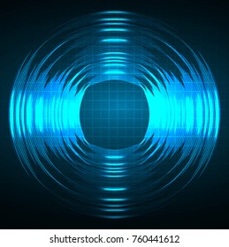 Sound waves oscillating dark blue light, Abstract technology background. Vector.