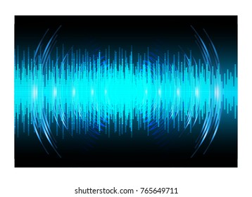 Sound waves oscillating dark blue light, Abstract technology background. Vector.