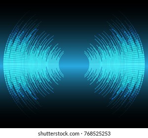 Sound waves oscillating dark blue light, Abstract technology background. Vector.