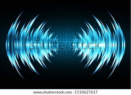 Sound waves oscillating dark blue light, Abstract technology background. Vector. loudspeaker