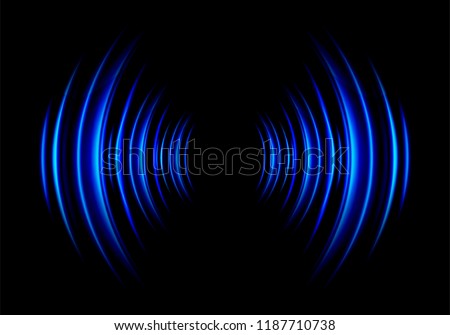 Sound waves oscillating dark blue light, Abstract technology background. Vector.