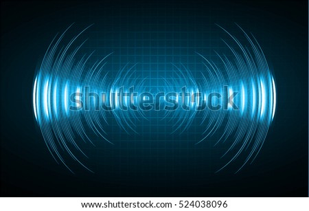Sound waves oscillating dark blue light, Abstract technology background. Vector.