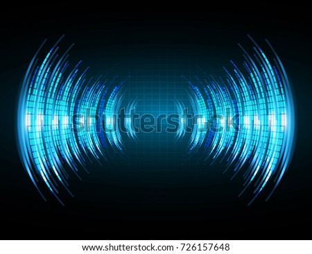 Sound waves oscillating dark blue light, Abstract technology background. Vector.