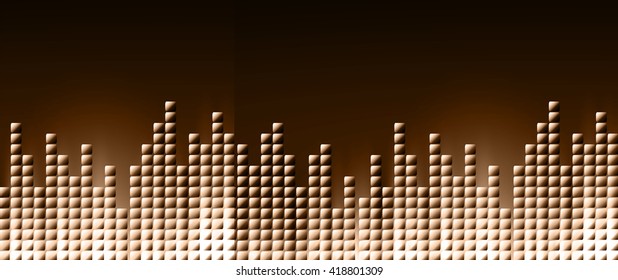 Sound waves oscillating dark brown light, Abstract technology background. Vector.
