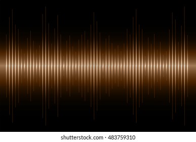 Sound waves oscillating dark brown light, Abstract technology background. Vector.