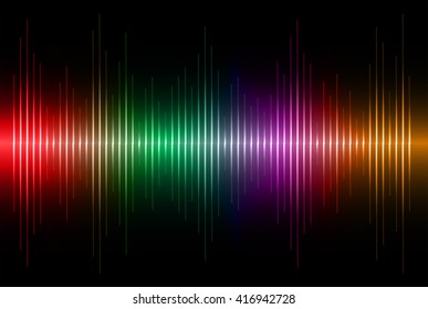 Sound waves oscillating dark colorful light, Abstract technology background. Vector.