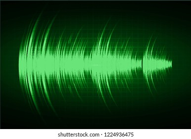 Sound waves oscillating dark green light