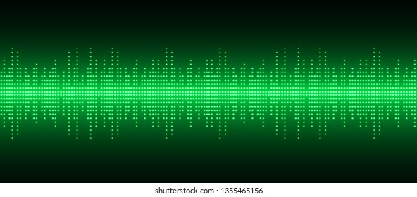 Sound waves oscillating dark green light