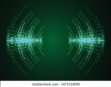 Sound waves oscillating dark green light

