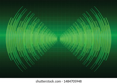Sound waves oscillating dark green light
