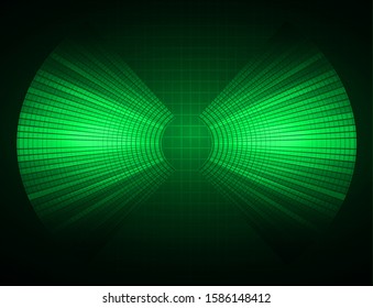 Sound waves oscillating dark green light