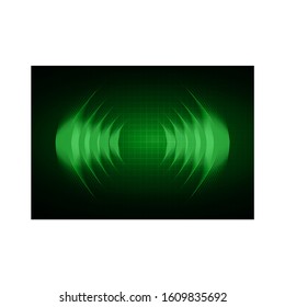 Sound waves oscillating dark green light