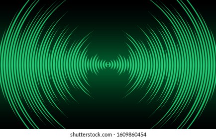 Sound waves oscillating dark green light