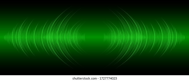 Sound waves oscillating dark green light