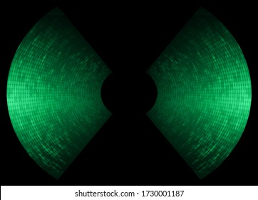Ondas sonoras oscilando la luz verde oscura
