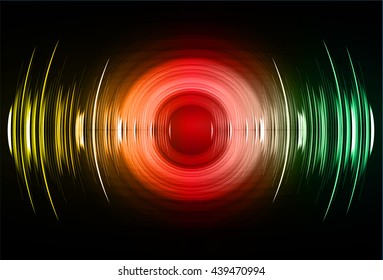 Sound waves oscillating dark green yellow red light, Wave Abstract technology background. Vector wave.