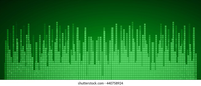 Sound waves oscillating dark green light, Wave Abstract technology background. Vector wave.