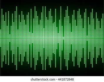 Sound waves oscillating dark green light, digital wave. wave background.