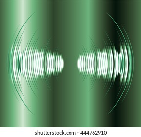 Sound waves oscillating dark green light, Abstract technology background. Vector.