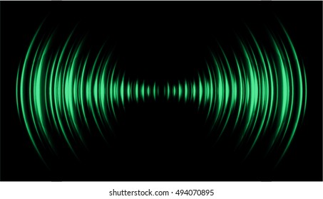 Sound waves oscillating dark green light, Abstract technology background. Vector.