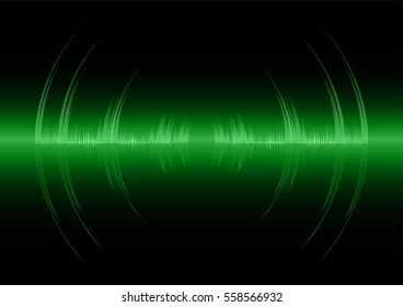 Sound waves oscillating dark green light, Abstract technology background. Vector.