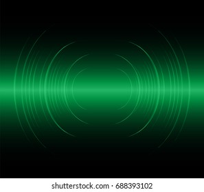 Sound waves oscillating dark green light, Abstract technology background. Vector.