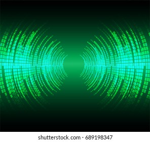Sound waves oscillating dark green light, Abstract technology background. Vector.