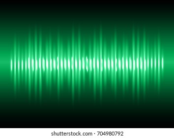 Sound waves oscillating dark green light, Abstract technology background. Vector.