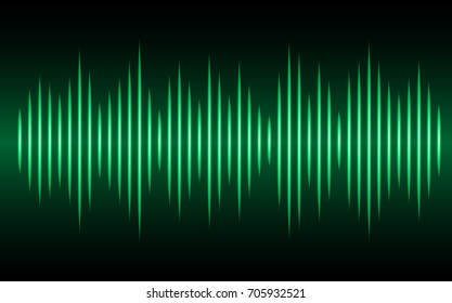 Sound waves oscillating dark green light, Abstract technology background. Vector.