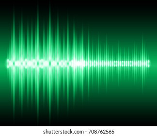 Sound waves oscillating dark green light, Abstract technology background. Vector.