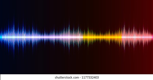 Sound waves oscillating dark light, Abstract technology background. Vector illustration