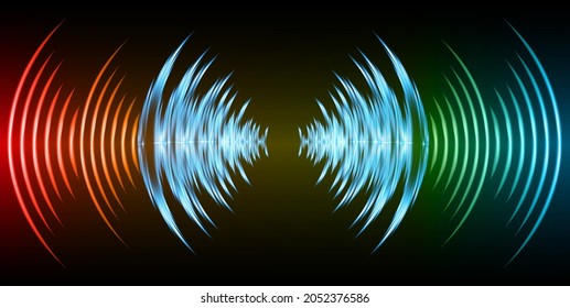 Sound waves oscillating dark light music radio equalizer voice vector 
