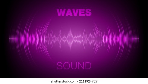Sound waves oscillating dark light. vector