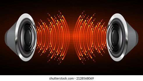 Sound waves oscillating dark light. earphone vector