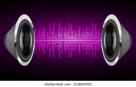 Sound waves oscillating dark light. earphone vector