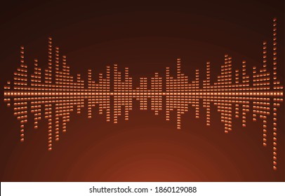 Sound waves oscillating dark orange light