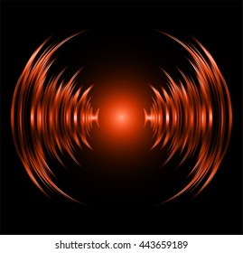 sound waves oscillating dark orange light, Wave Abstract technology background. water wave. Vector